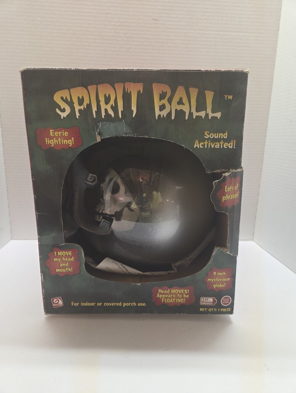 Gemmy Halloween Spirit Ball Skull Animated Talking Light Up - Tested - Works